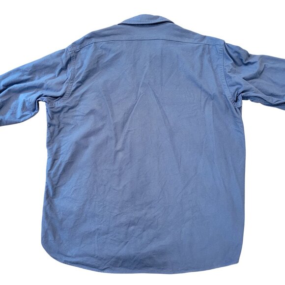 LL Bean 18 Regular Chamois Cloth Shirt Blue Long Sleeve Button Down Cotton USA - Picture 2 of 4